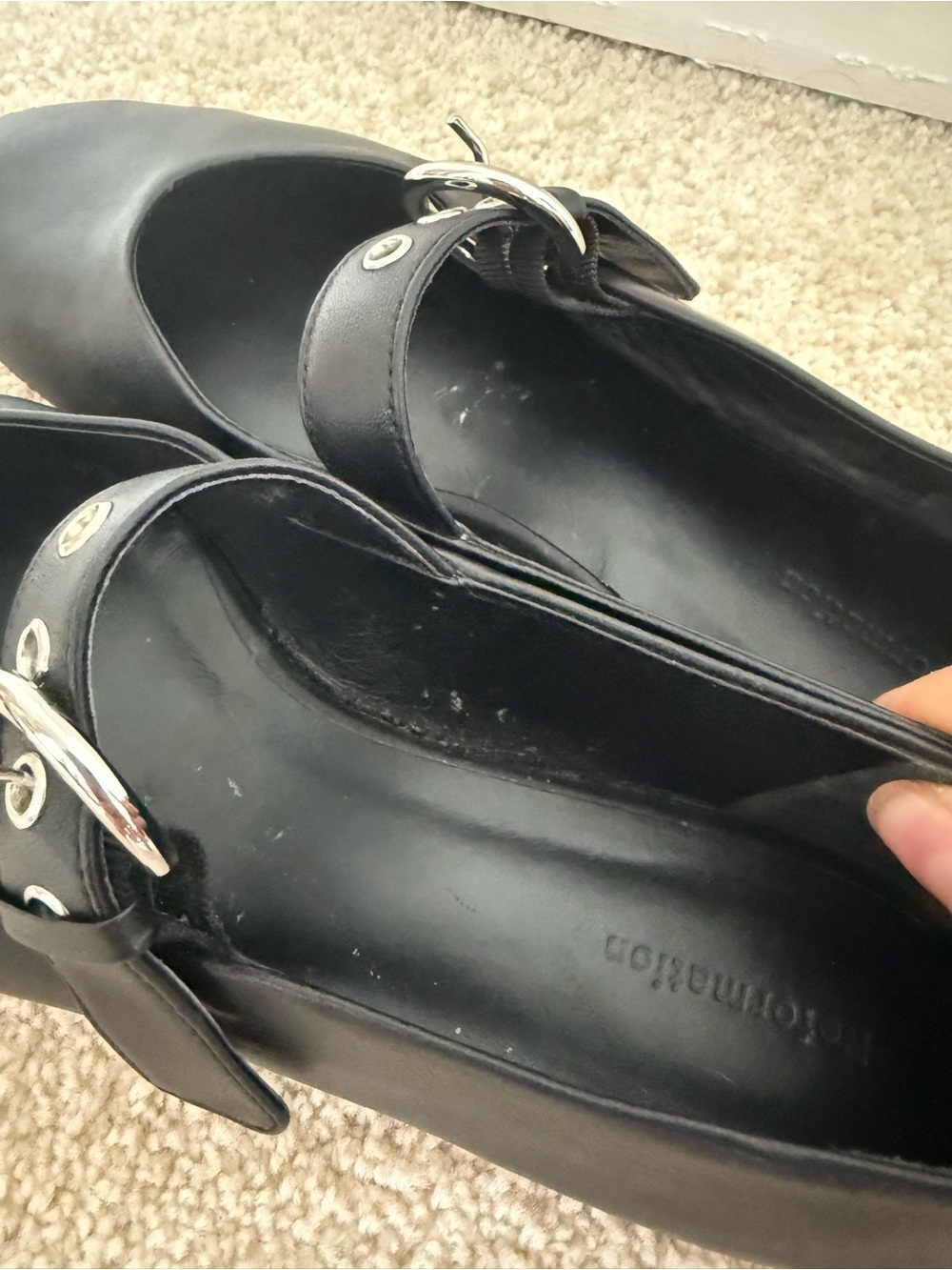 Reformation Ballet Flats Bethany Buckle in Leather Black - Picture 7 of 12